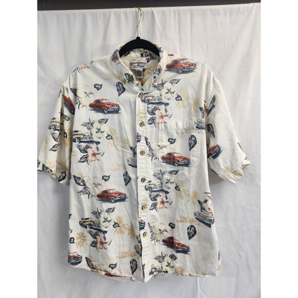 Boca Classics Mens Size Medium Hawaiian Classic Cars Palm Tree Button Up - Picture 1 of 6